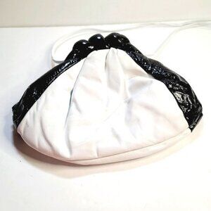 Vintage 80s Patent Leather Black & White Slouchy Purse